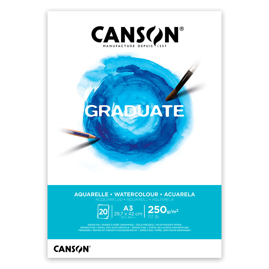 фото Склейка для акварелі GRADUATE А3, 250г/м2, СР, C400110375 Canson