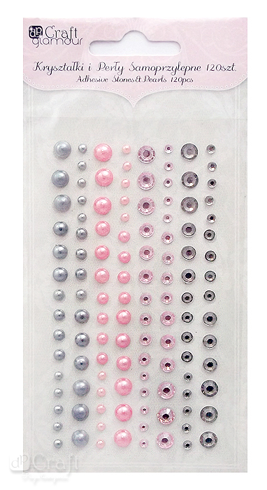 фото Самоклеющие стразы и жемчужины ассорти (серый, розовый) 