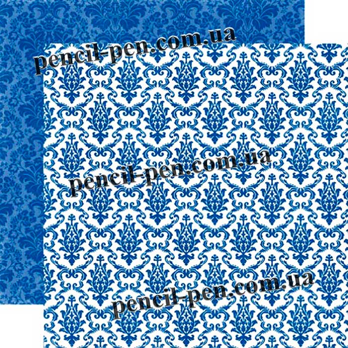 фото Папір для скрапбукінгу Sapphire Damask, ЕР, 200 г/м2 Синій SEAV12005 США 30х30см.