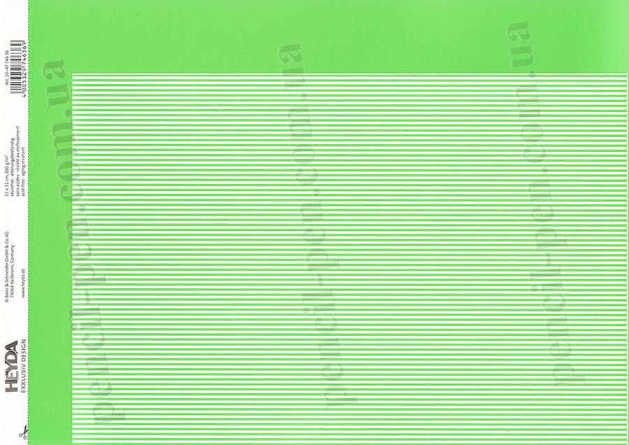 фото Папір для скрапбукінгу Лінійка А4, 200г/м2, Зелений світлий 2047746...
