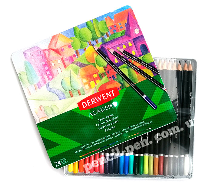 фото Набір кольорових олівців 24 кольорів Coloring Academy, мет. упаковка, 2301938 Derwent