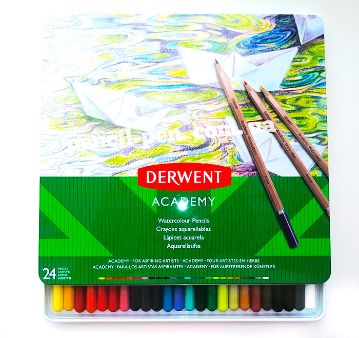 фото Набір акварельних олівців Academy Watercolour 24 кол. мет. упаковка, 2301942 Derwent