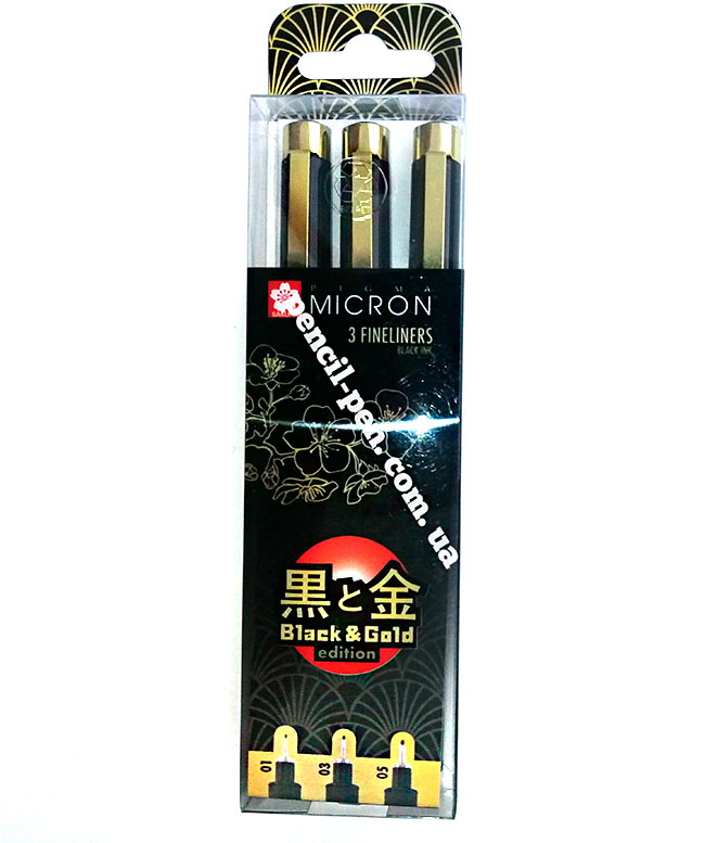 фото Набор линеров PIGMA Micron Black & Gold 3 шт Черный, POXSDKB3YOS Sa...